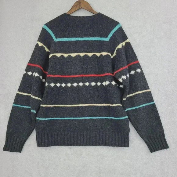 Vintage Lord & Taylor Men's L 100% Wool Shetland Crewneck Sweater Gray  7PT - Picture 2 of 7